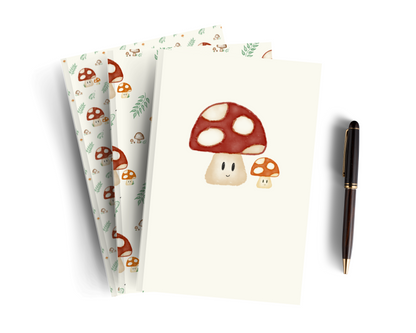 Cream Lined Mushroom Notebook - Set of Three