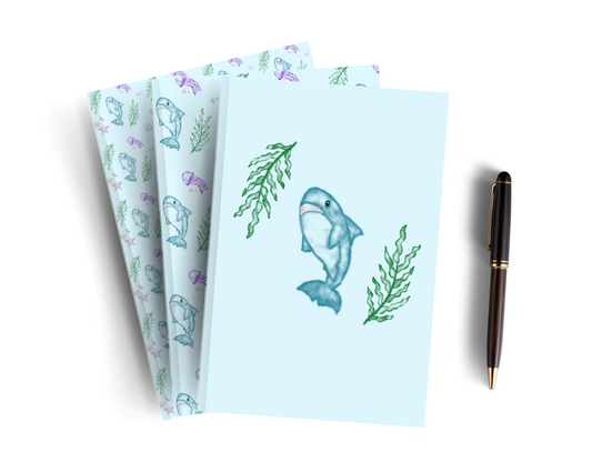 Blue Lined Shark Notebook - Set of Three