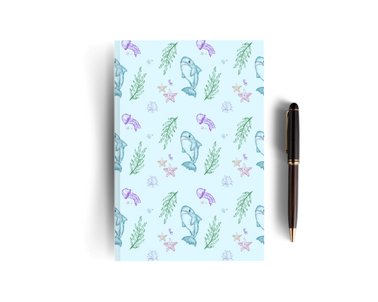 Blue Lined Shark Notebook - Large Pattern