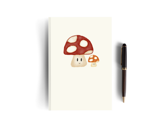 Cream Lined Mushroom Notebook - Single Mushroom