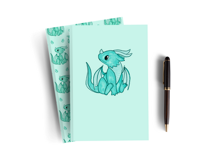 Turquoise Lined Dragon Notebook - Set of Two