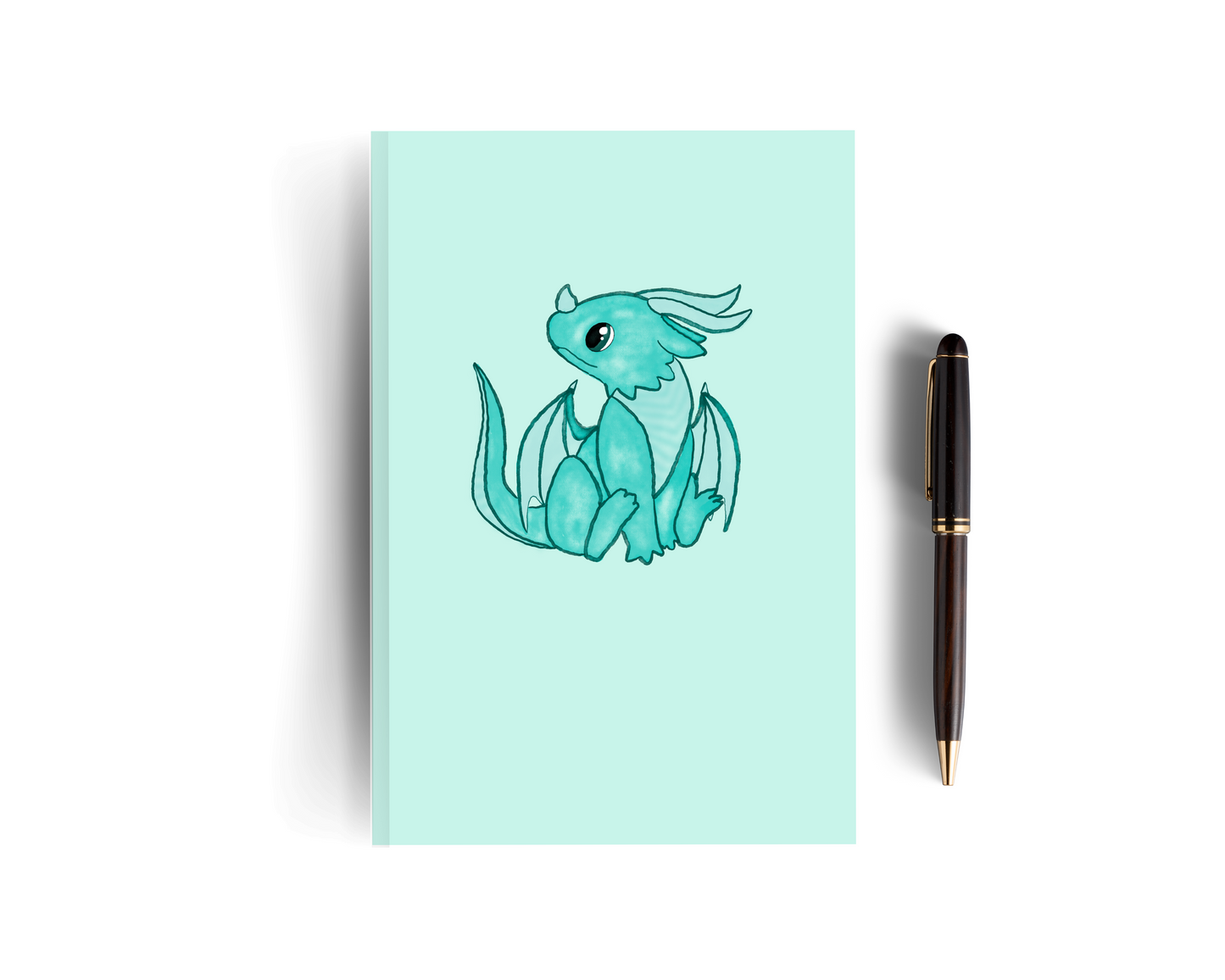 Turquoise Lined Dragon Notebook - Set of Two