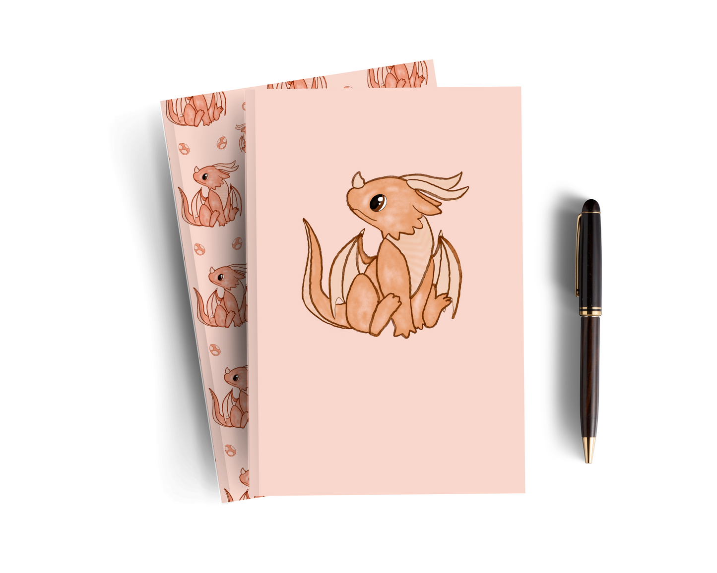 Orange Lined Dragon Notebook - Set of Two