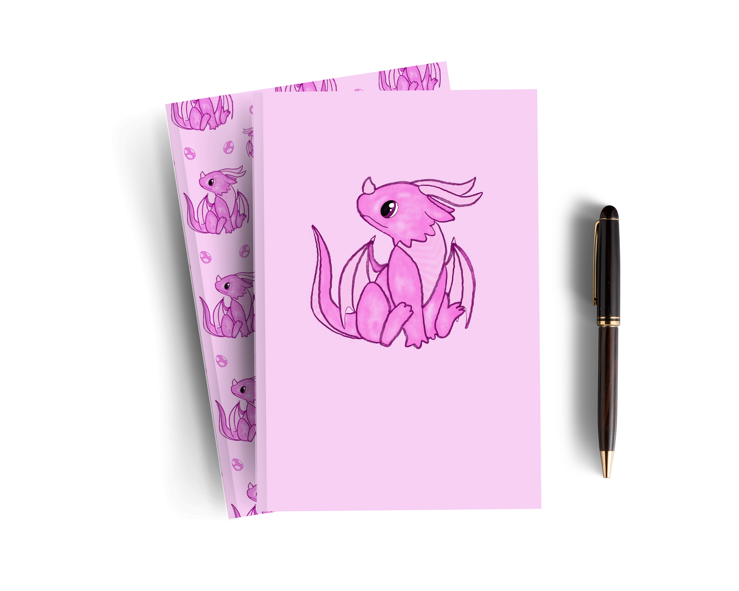 Pink Lined Dragon Notebook - Set of Two