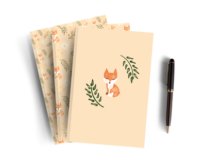 Cream Lined Fox Notebook - Set of Three