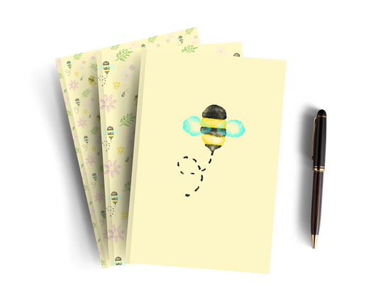 Yellow Lined Bee Notebook - Set Of Three