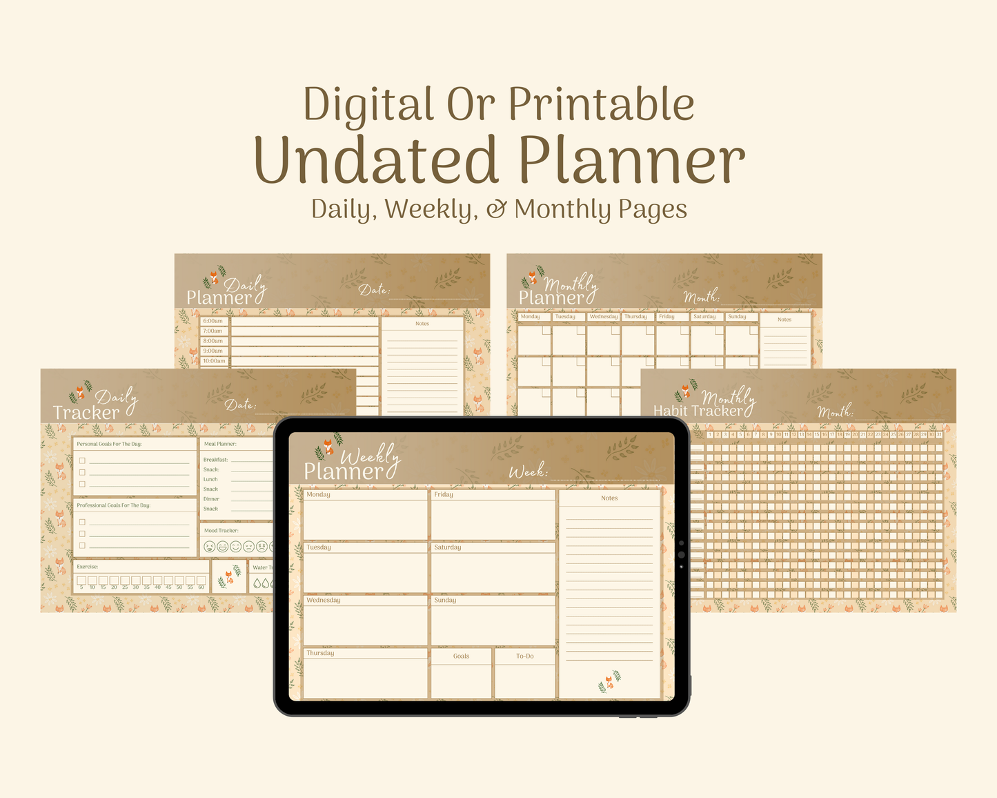 Cream Fox Digital Planner