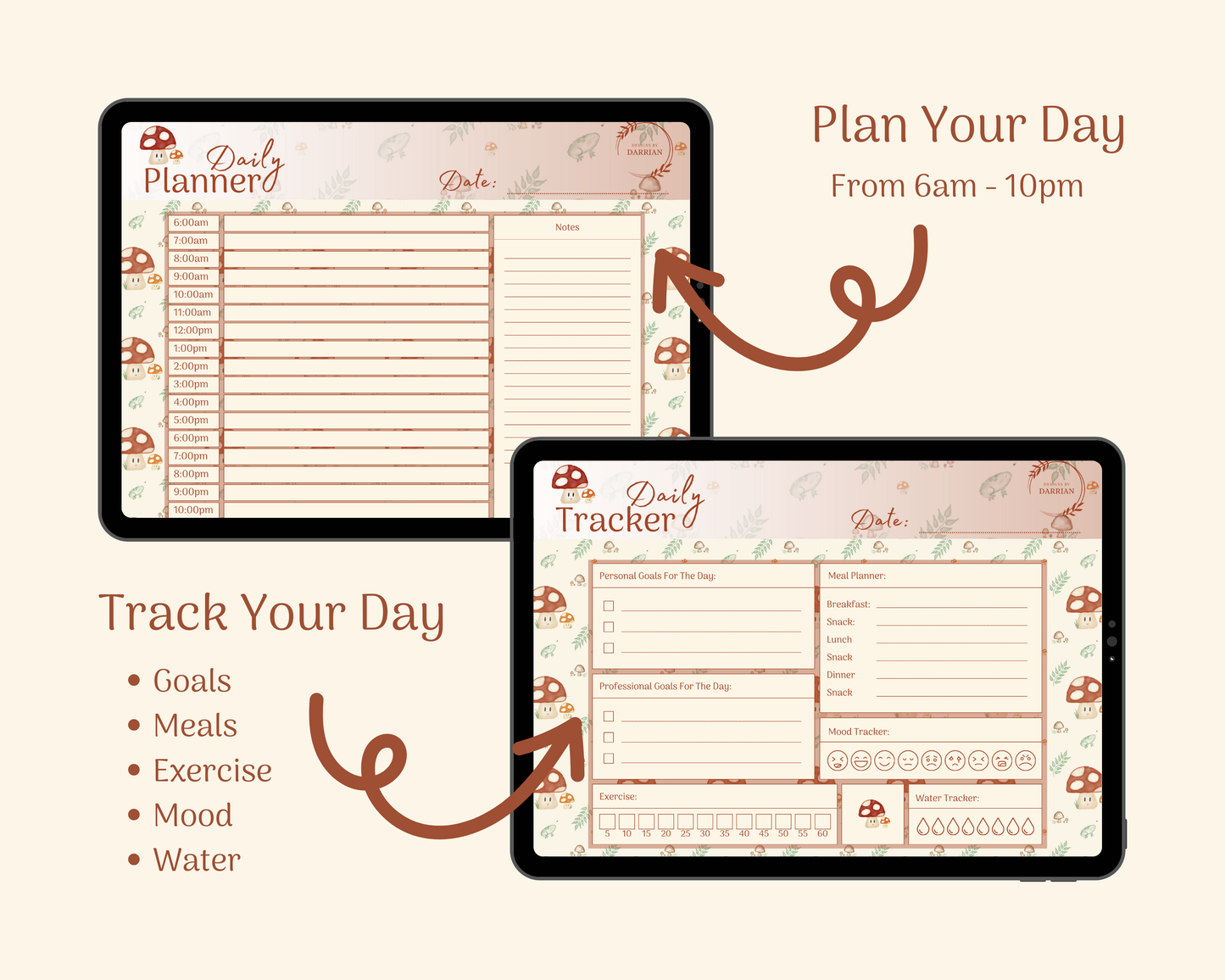 Cream Mushroom Digital Planner